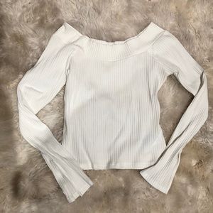 Silence + noise off shoulder white long sleeve L